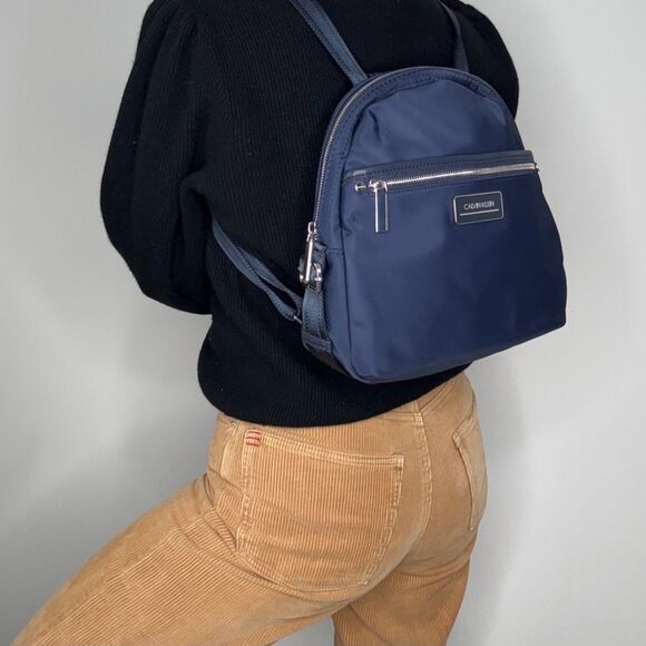 Calvin Klein Navy Blue Sussex Backpack Purse | Silver Hardware main image 2